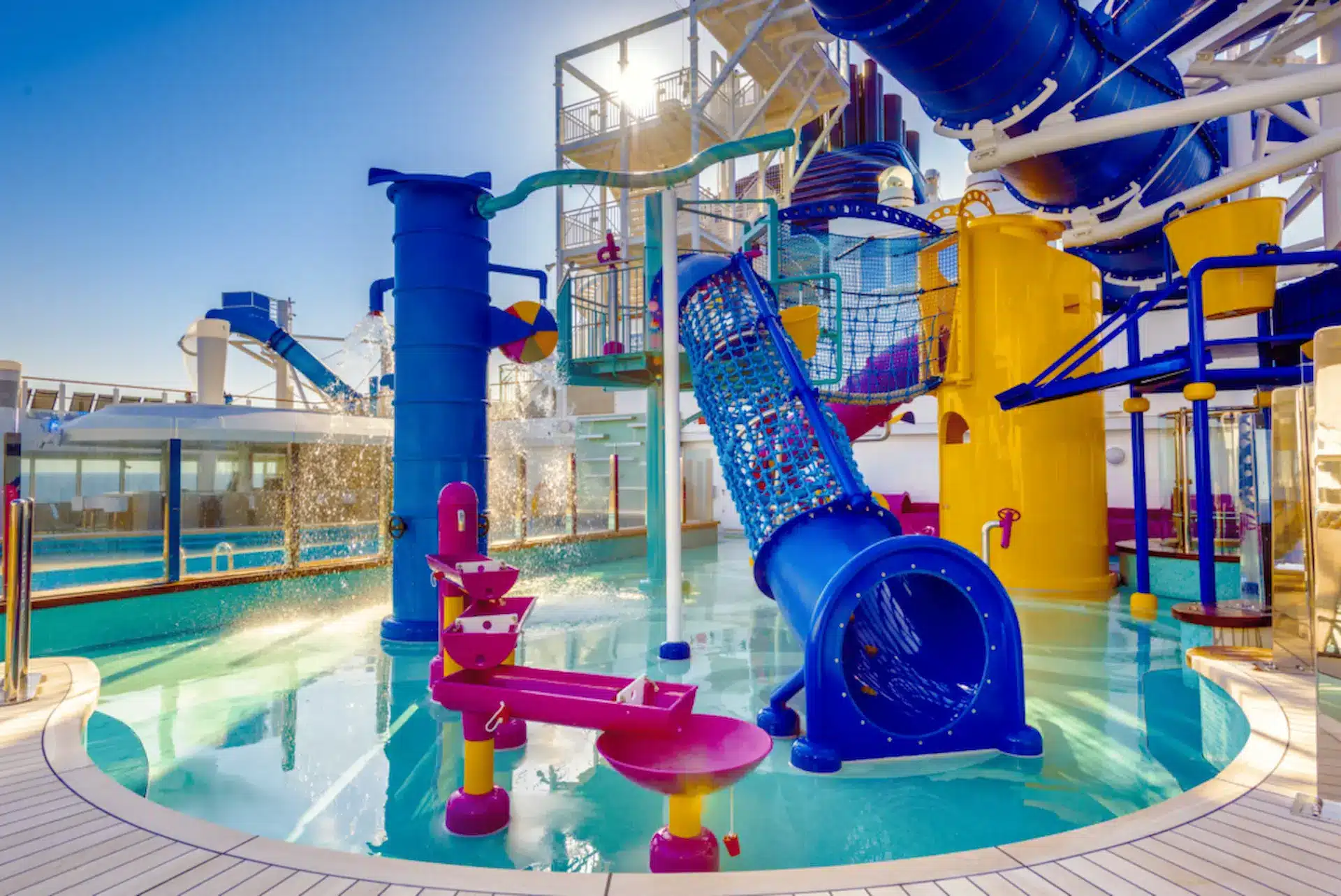 NCL - Norwegian Bliss - Kids waterpark Aqua Park op Norwegian Bliss met glijbanen en watertoestellen voor kinderen.