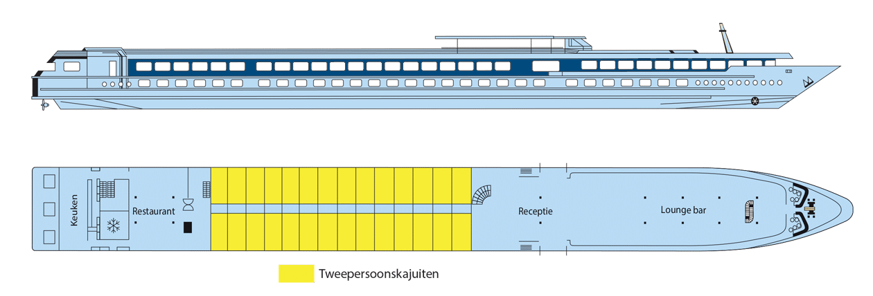 Rivierschip-CroisiEurope-MS Monet-Cruise-Dekkenplan-Bovendek