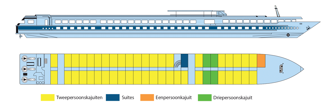 Rivierschip-CroisiEurope-MS Modigliani-Cruise-Dekkenplan-Hoofddek
