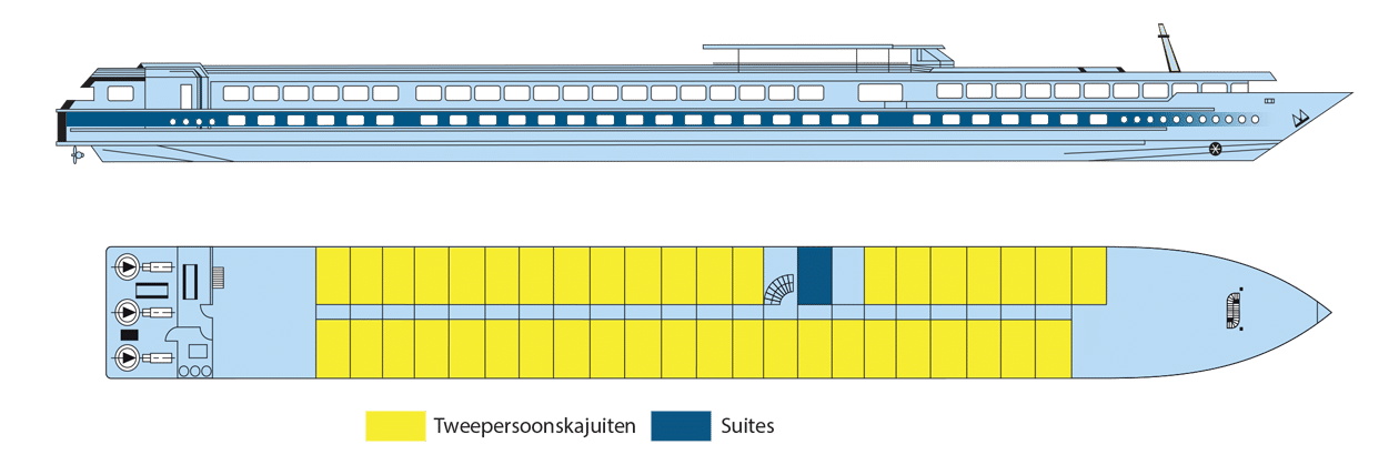 Rivierschip-CroisiEurope-MS Seine Princess-Cruise-Dekkenplan-Hoofddek