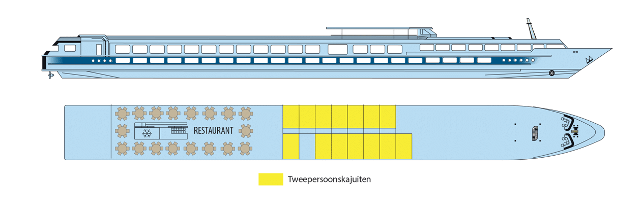 Rivierschip-CroisiEurope-MS Elbe Princesse ll-Cruise-Dekkenplan-Hoofddek