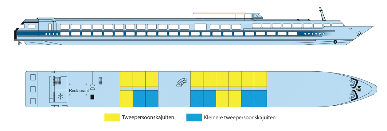 Rivierschip-CroisiEurope-MS Loire Princesse-Cruise-Dekkenplan-Hoofddek