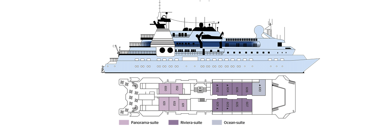 Cruiseschip-CroisiEurope-La Belle des Oceans-Cruise-Dekkenplan-dek 6