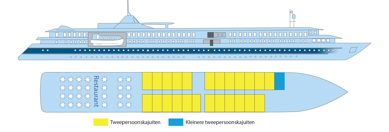 Cruiseschip-CroisiEurope-MS Belle de L'Adriatique-Cruise-Dekkenplan-Hoofddek