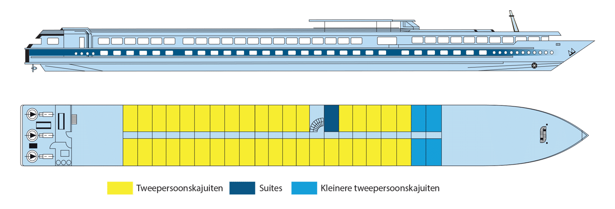 Rivierschip-CroisiEurope-MS Rhone Princess-Cruise-Dekkenplan-Hoofddek