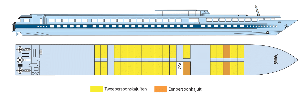 Rivierschip-CroisiEurope-MS Van Gogh-Cruise-Dekkenplan-Hoofddek