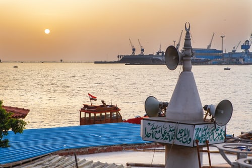 Egypte-port-said-zee-haven-zonsondergang