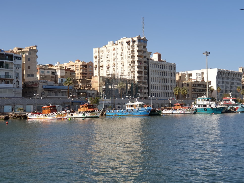 Egypte-port-said-zee-kust-gebouwen