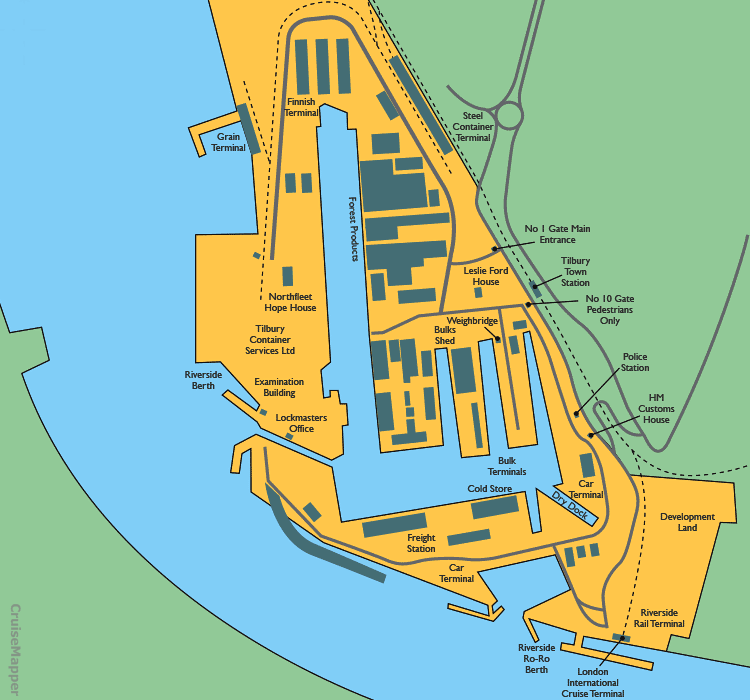 Engeland-Tilbury-cruise-haven-map