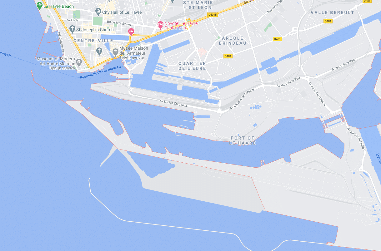 Frankrijk-le-havre-cruise-haven-map