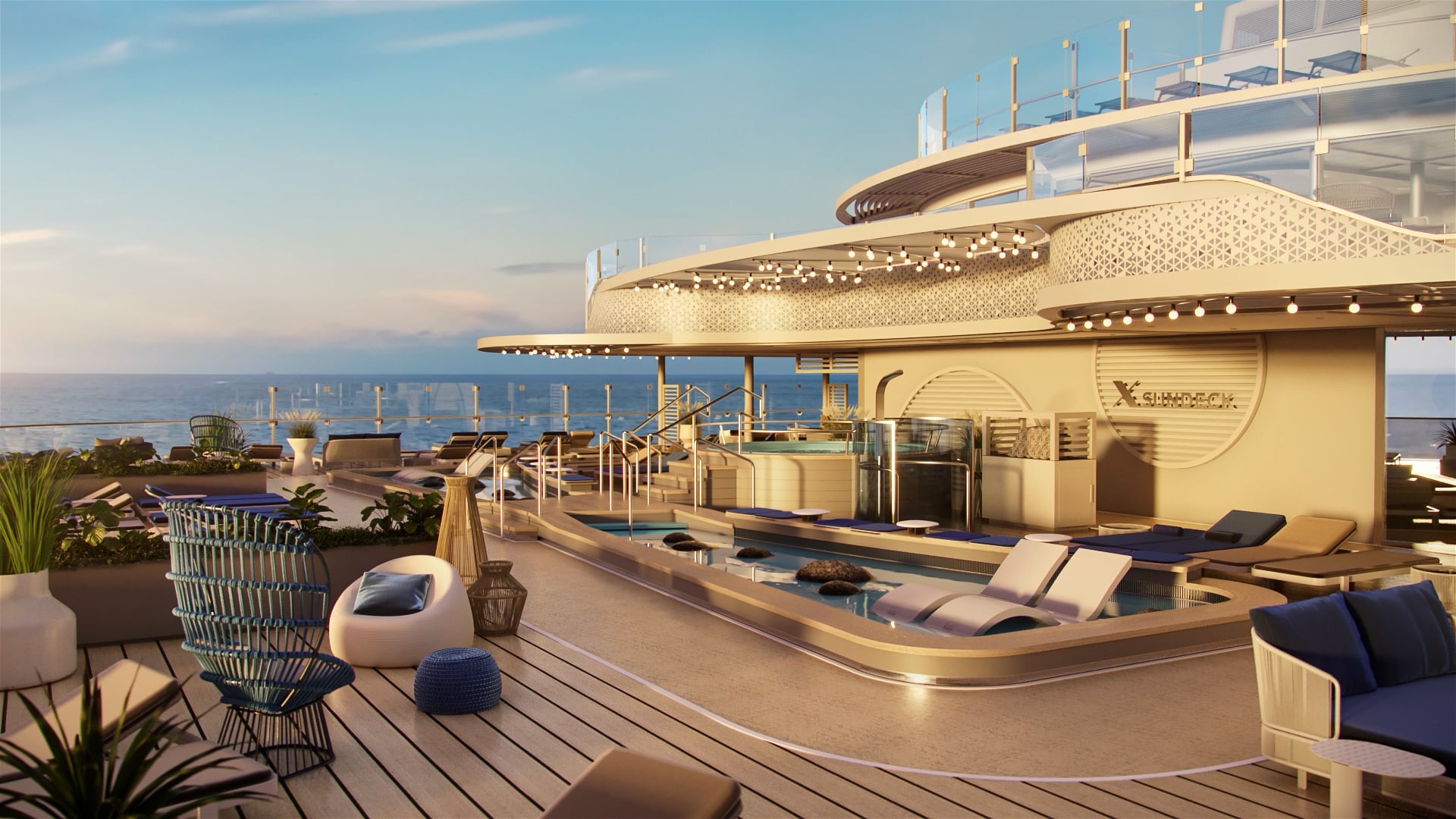 Kom tot volledige rust aan boord van Mein Schiff Flow, onder andere op het X-Sundeck.