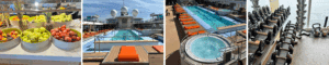 zwembad, gym, ontbijt, fruit, buffet